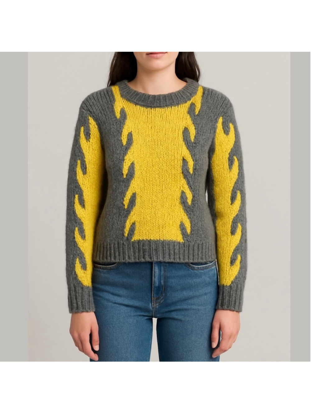 Femme a Idee Mohair Blend Flame Crewneck Knit Sweater Size M